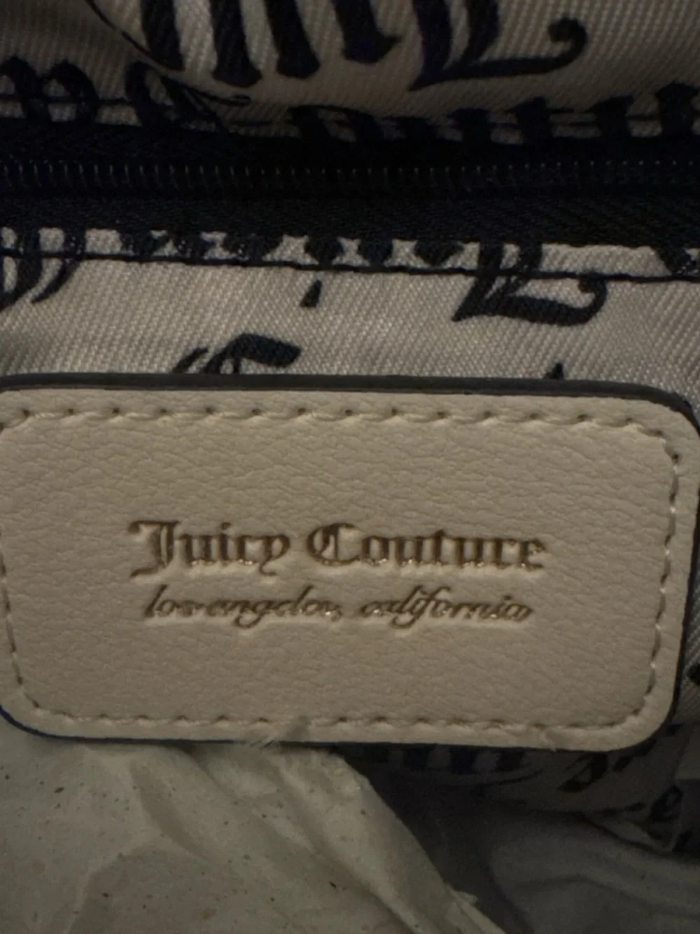 Juicy Couture Cream Heart Emblem Hobo with Gold Accents